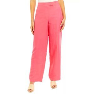 Anne Klein Pink Linen Blend Pants Size 10 Wide Leg High Rise Summer NWT